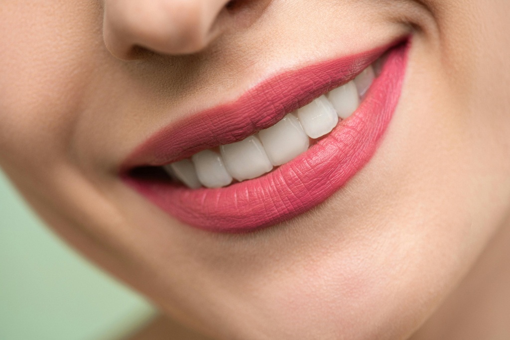 Close-up of a person's bright, white smile